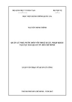 Luận văn Quản lý nhà nước đối với thuế xuất, nhập khẩu tại cục hải quan TP Hồ Chí Minh