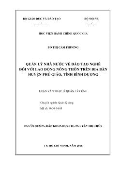 Luận văn Quản lý nhà nước về đào tạo nghề đối với lao động nông thôn trên địa bàn huyện Phú Giáo, tỉnh Bình Dương