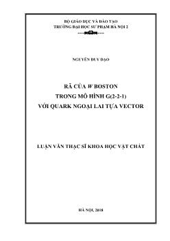 Luận văn Rã của w boston trong mô hình G(2 - 2 - 1) với quark ngoại lai tựa vector