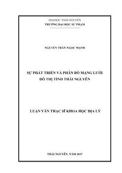 Luận văn Sự phát triển và phân bố mạng lưới đô thị tỉnh Thái Nguyên