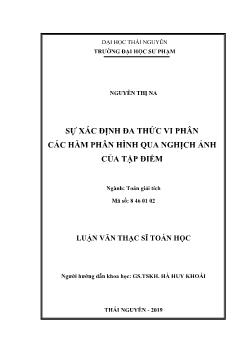 Luận văn Sự xác định đa thức vi phân các hàm phân hình qua nghịch ảnh của tập điểm