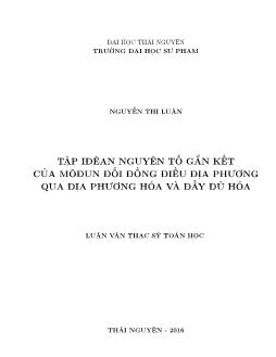 Luận văn Tập Iđêan nguyên tố gắn kết của môđun đối đồng điều địa phương qua địa phương hóa và đầy đủ hóa