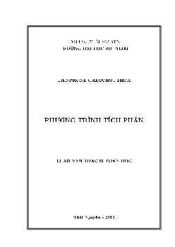 Luận văn thạc sĩ Toán học Phương trình tích phân