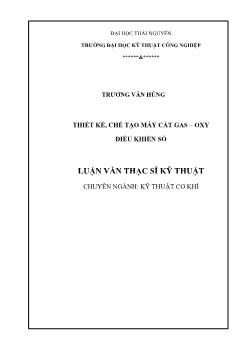 Luận văn Thiết kế, chế tạo máy cắt gas – oxy điều khiển số