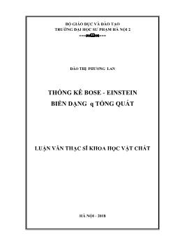 Luận văn Thống kê bose - Einstein biến dạng Q tổng quát