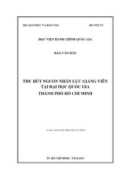 Luận văn Thu hút nguồn nhân lực giảng viên tại đại học quốc gia thành phố Hồ Chí Minh