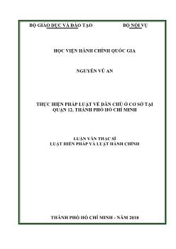 Luận văn Thực hiện pháp luật về dân chủ ở cơ sở tại quận 12, thành phố Hồ Chí Minh