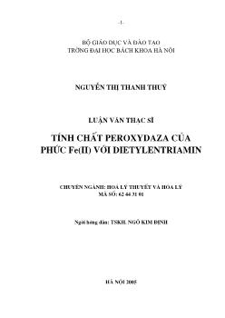 Luận văn Tính chất peroxydaza của phức Fe(II) với Dietylentriamin