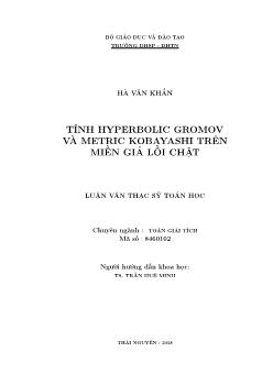 Luận văn Tính hyperbolic gromov và metric kobayashi trên miền giả lồi chặt