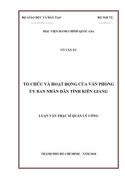 Luận văn Tổ chức và hoạt động của văn phòng ủy ban nhân dân tỉnh Kiên Giang