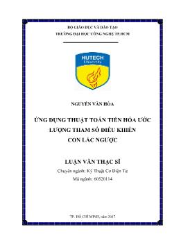 Luận văn Ứng dụng thuật toán tiến hóa ước lượng tham số điều khiển con lắc ngược