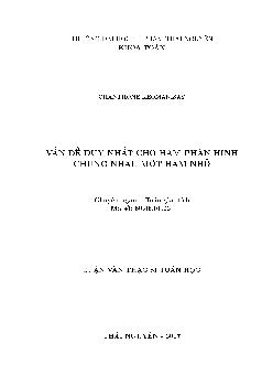 Luận văn Vấn đề duy nhất cho hàm phân hình chung nhau một hàm nhỏ