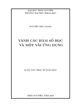 Luận văn Vành các hàm số học và một vài ứng dụng