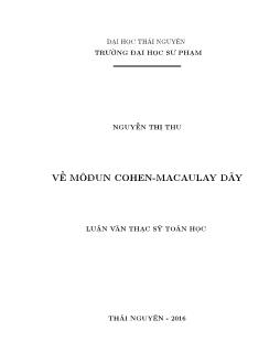 Luận văn Về môđun cohen - Macaulay dãy