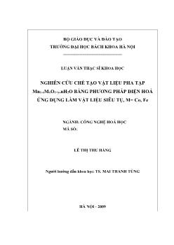 Nghiên cứu chế tạo vật liệu pha tạp Mn1 - xMxO1 + y.nH2O bằng phương pháp điện hoá ứng dụng làm vật liệu siêu tụ, M = Co, Fe