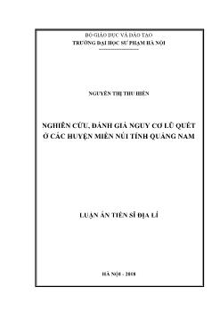 Nghiên cứu, đánh giá nguy cơ lũ quét ở các huyện miền núi tỉnh Quảng Nam