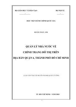 Quản lý nhà nước về chỉnh trang đô thị trên địa bàn quận 6, thành phố Hồ Chí Minh