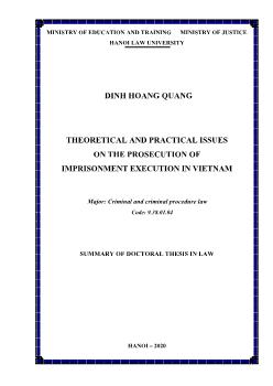 Theoretical and practical issues on the prosecution of imprisonment execution in Vietnam