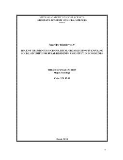 Tóm tắt Khóa luận Role of grassroots socio - Political organizations in ensuring social security for rural residents: case study in 2 communes