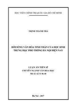 Tóm tắt Luận án Luận án Đời sống văn hóa tinh thần của học sinh trung học phổ thông hà nội hiện nay