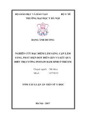 Tóm tắt Luận án Nghiên cứu đặc điểm lâm sàng, cận lâm sàng, phát hiện đột biến gen và kết quả điều trị cường insulin bẩm sinh ở trẻ em