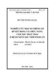 Tóm tắt Luận án Nghiên cứu một số thông số huyết động và chức năng tâm thu thất trái ở bệnh nhân sốc nhiễm khuẩn