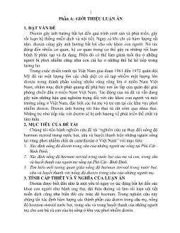 Tóm tắt Luận án Nghiên cứu sự thay đổi nồng độ hormon steroid trong nước bọt, sữa và huyết thanh trên những người sống tại vùng phơi nhiễm chất da cam / dioxin ở Việt Nam