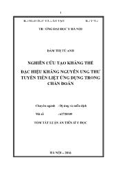 Tóm tắt Luận án Nghiên cứu tạo kháng thể đặc hiệu kháng nguyên ung thư tuyến tiền liệt ứng dụng trong chẩn đoán