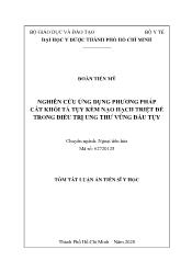 Tóm tắt Luận án Nghiên cứu ứng dụng phương pháp cắt khối tá tụy kèm nạo hạch triệt để trong điều trị ung thư vùng đầu tụy