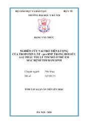 Tóm tắt Luận án Nghiên cứu vai trò tiên lượng của troponin i, nt - Pro bnp trong hồi sức sau phẫu thuật tim mở của trẻ em mắc bệnh tim bẩm sinh