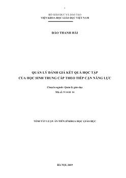 Tóm tắt Luận án Quản lý đánh giá kết quả học tập của học sinh trung cấp theo tiếp cận năng lực