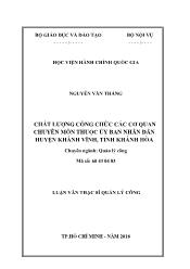 Tóm tắt Luận văn Chất lượng công chức các cơ quan chuyên môn thuộc ủy ban nhân dân huyện Khánh Vĩnh, tỉnh Khánh Hòa