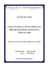 Tóm tắt Luận văn Cung ứng dịch vụ hành chính công trên địa bàn huyện Trảng Bàng, tỉnh Tây Ninh