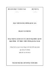 Tóm tắt Luận văn Hoạt động giám sát của đoàn đại biểu quốc hội tỉnh – Từ thực tiễn tỉnh Quảng Ngãi