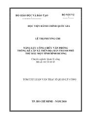 Tóm tắt Luận văn Năng lực công chức văn phòng thống kê cấp xã trên địa bàn thành phố Thủ Dầu một tỉnh Bình Dương