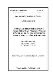 Tóm tắt Luận văn Năng lực thực thi công vụ công chức văn phòng – thống kê cấp xã trên địa bàn thành phố Rạch Giá – tỉnh Kiên Giang