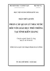 Tóm tắt Luận văn Phân cấp quản lý nhà nước đối với giáo dục phổ thông tại tỉnh Kiên Giang