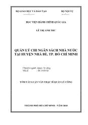 Tóm tắt Luận văn Quản lý chi ngân sách nhà nước tại huyện Nhà Bè, Tp Hồ Chí Minh