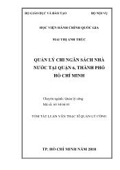 Tóm tắt Luận văn Quản lý chi ngân sách nhà nước tại quận 6, thành phố Hồ Chí Minh