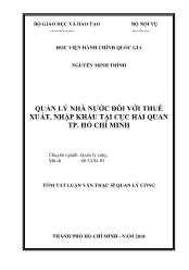 Tóm tắt Luận văn Quản lý nhà nước đối với thuế xuất, nhập khẩu tại cục hải quan TP hồ Chí Minh