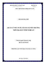 Tóm tắt Luận văn Quản lý nhà nước về bảo vệ môi trường trên địa bàn tỉnh Nghệ An