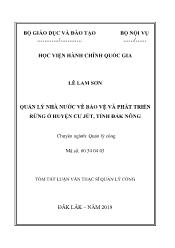 Tóm tắt Luận văn Quản lý nhà nước về bảo vệ và phát triển rừng ở huyện Cư Jút, tỉnh Đắk Nông