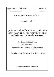 Tóm tắt Luận văn Quản lý nhà nước về chất thải rắn sinh hoạt trên địa bàn thành phố Thủ Dầu một, tỉnh Bình Dương