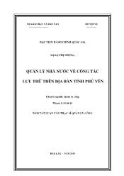 Tóm tắt Luận văn Quản lý nhà nước về công tác lưu trữ trên địa bàn tỉnh Phú Yên