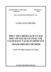 Tóm tắt Luận văn Thực thi chính sách ưu đãi đối với người có công với cách mạng tại quận Bình Tân thành phố Hồ Chí Minh