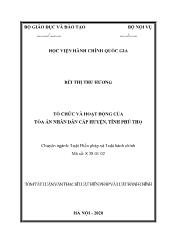 Tóm tắt Luận văn Tổ chức và hoạt động của tòa án nhân dân cấp huyện, tỉnh Phú Thọ