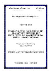 Tóm tắt Luận văn Ứng dụng công nghệ thông tin trong thực hiện thủ tục hành chính tại bảo hiểm xã hội thành phố hồ Chí Minh