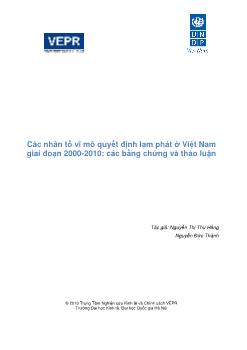 Các nhân tố vĩ mô quyết định lạm phát ở Việt Nam giai đoạn 2000 - 2010: Các bằng chứng và thảo luận