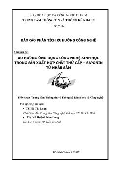 Chuyên đề Xu hướng ứng dụng công nghệ sinh học trong sản xuất hợp chất thứ cấp – Saponin từ nhân sâm