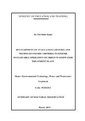 Development of evaluation criteria and techno-Economic criteria to ensure sustainable operation of urban wastewater treatment plant